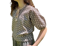 Modaspia - Puffy Raglan Sleeve Blouse With Silk Tie