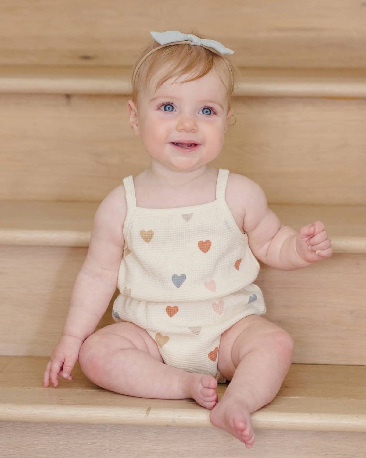 Quincy Mae - Girl's Waffle Cinch Romper
