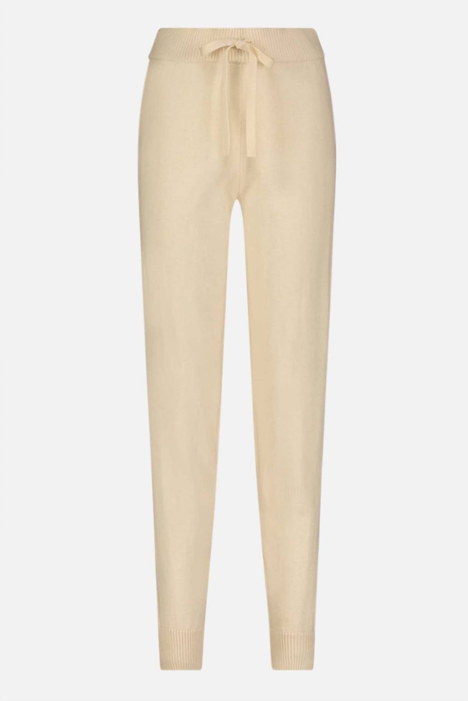 Minnie Rose - Women's Embroidered Cotton Blend Pants With Drawstring