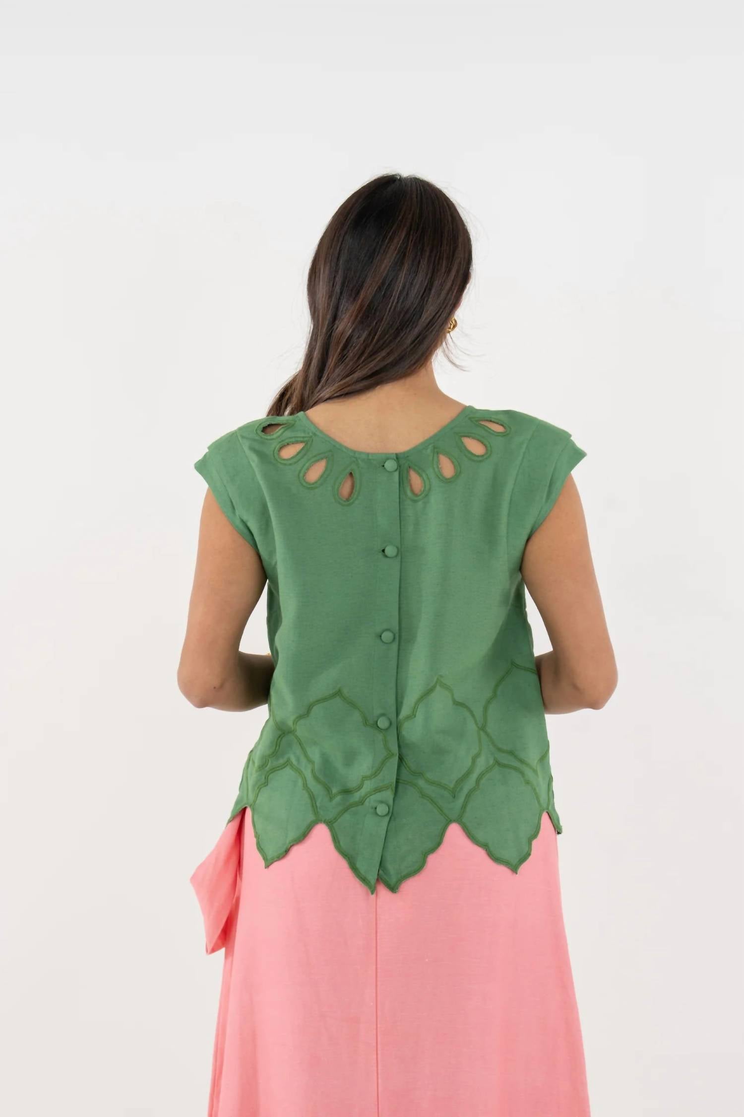 Emily McCarthy Hatti Tank in green - women's blouse - alternate view