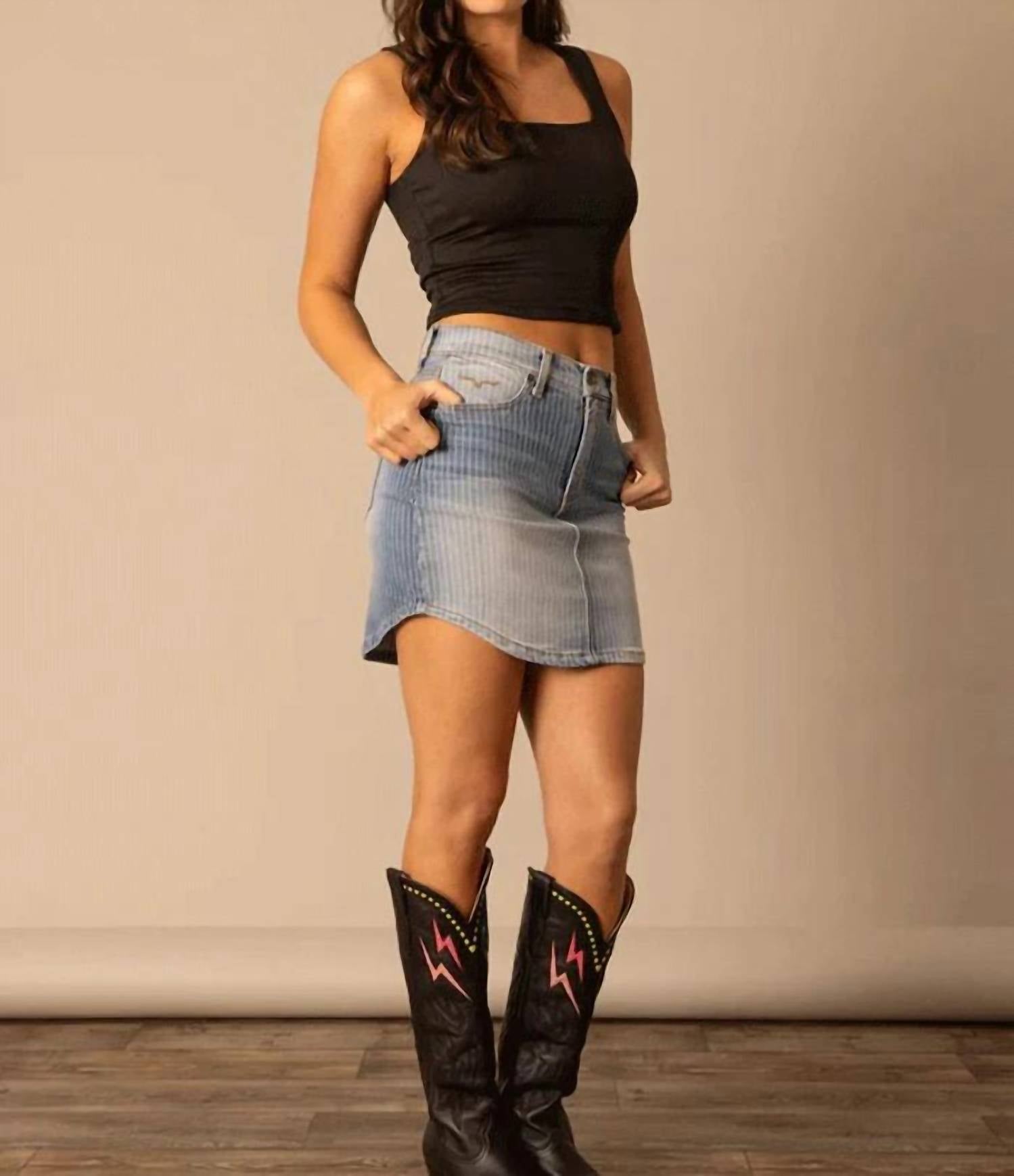 Kimes Ranch - Tory Pinstripe Denim Skirt