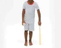 Angel Dear - Kids Baseball Stripe Bamboo Pajama Short Set