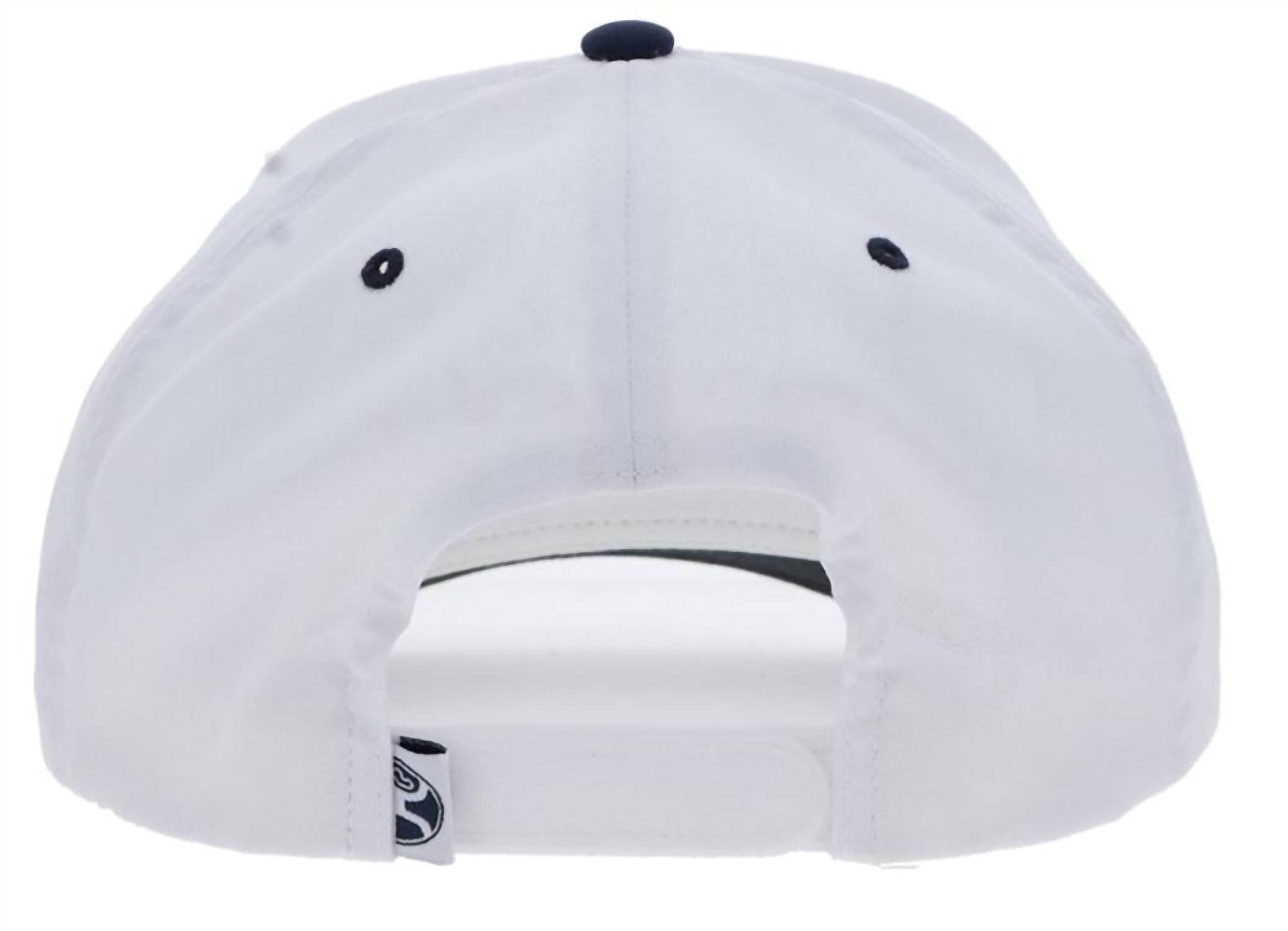 HOOEY Five Panel Trucker Cap in white navy - men's hat - detail view