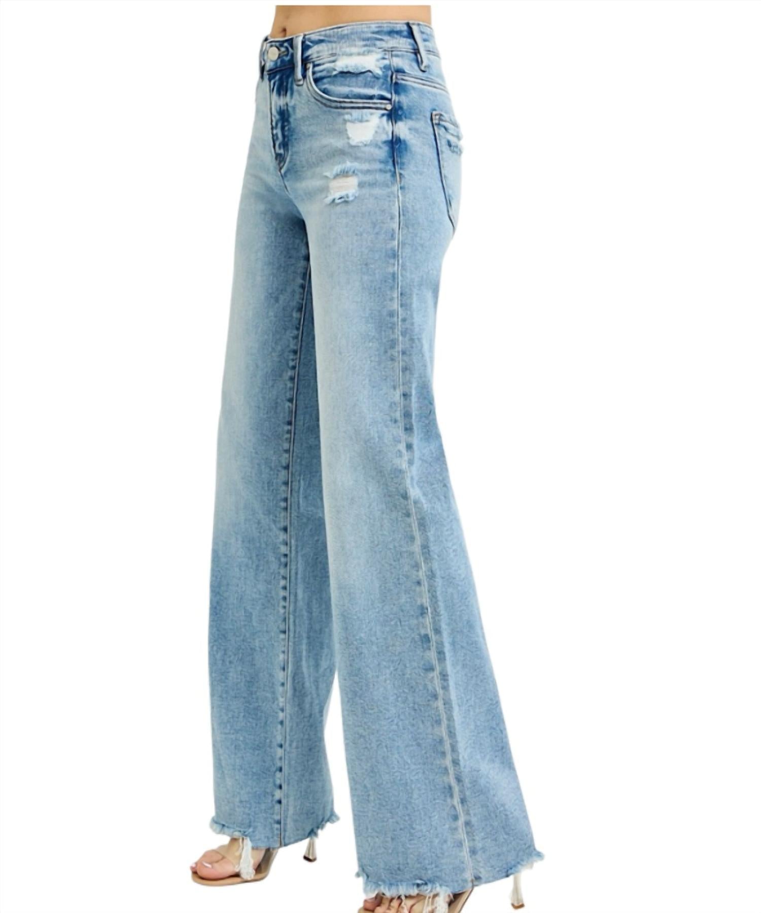 RISEN Tummy Control Mid-rise Wide Jeans in blue - women's jeans - alternate view