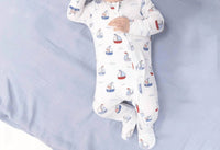 Angel Dear - Kids Bubbly Sailboats Bamboo 2 Way Zipper Footie
