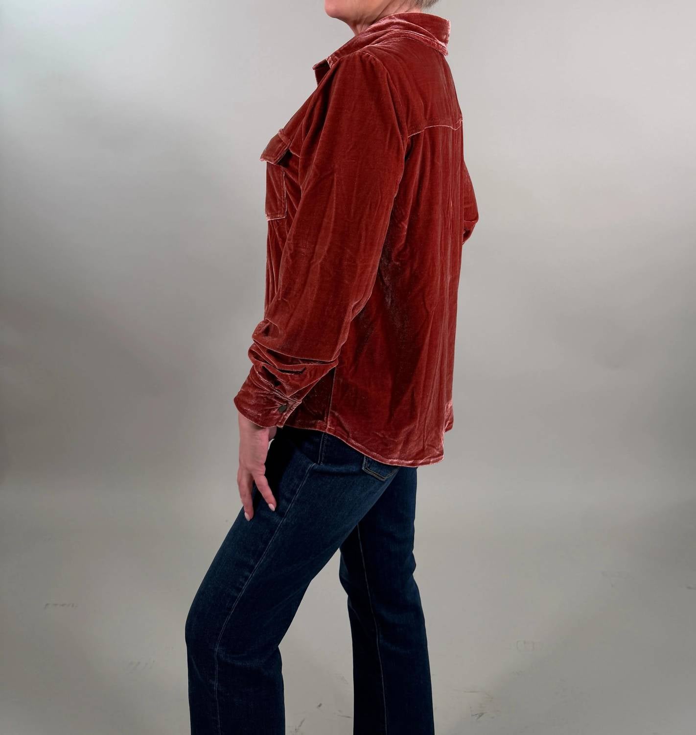Easel - Button Down Velvet Shirt
