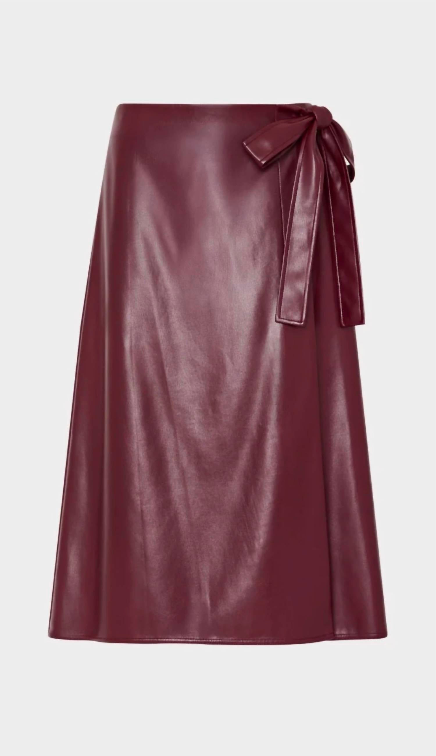 Milly - Women Vegan Leather Bow Midi Skirt