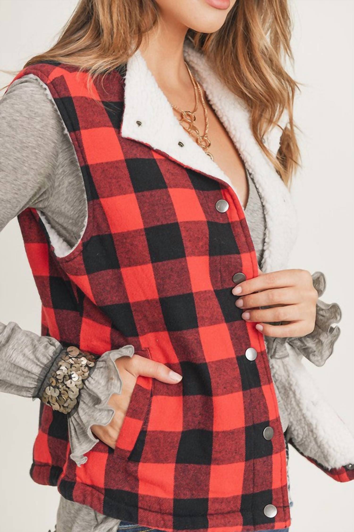Risen - Checks Out Sherpa Vest