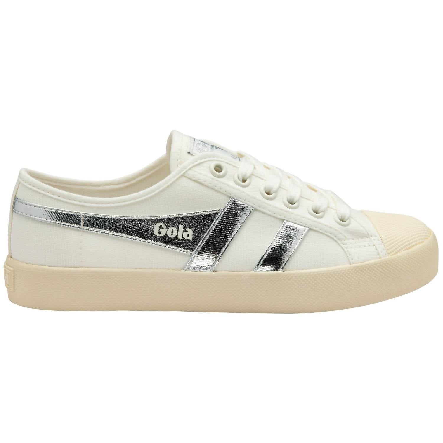 Gola Women's Coaster Trainer Shoes in off white silver - women's sneaker