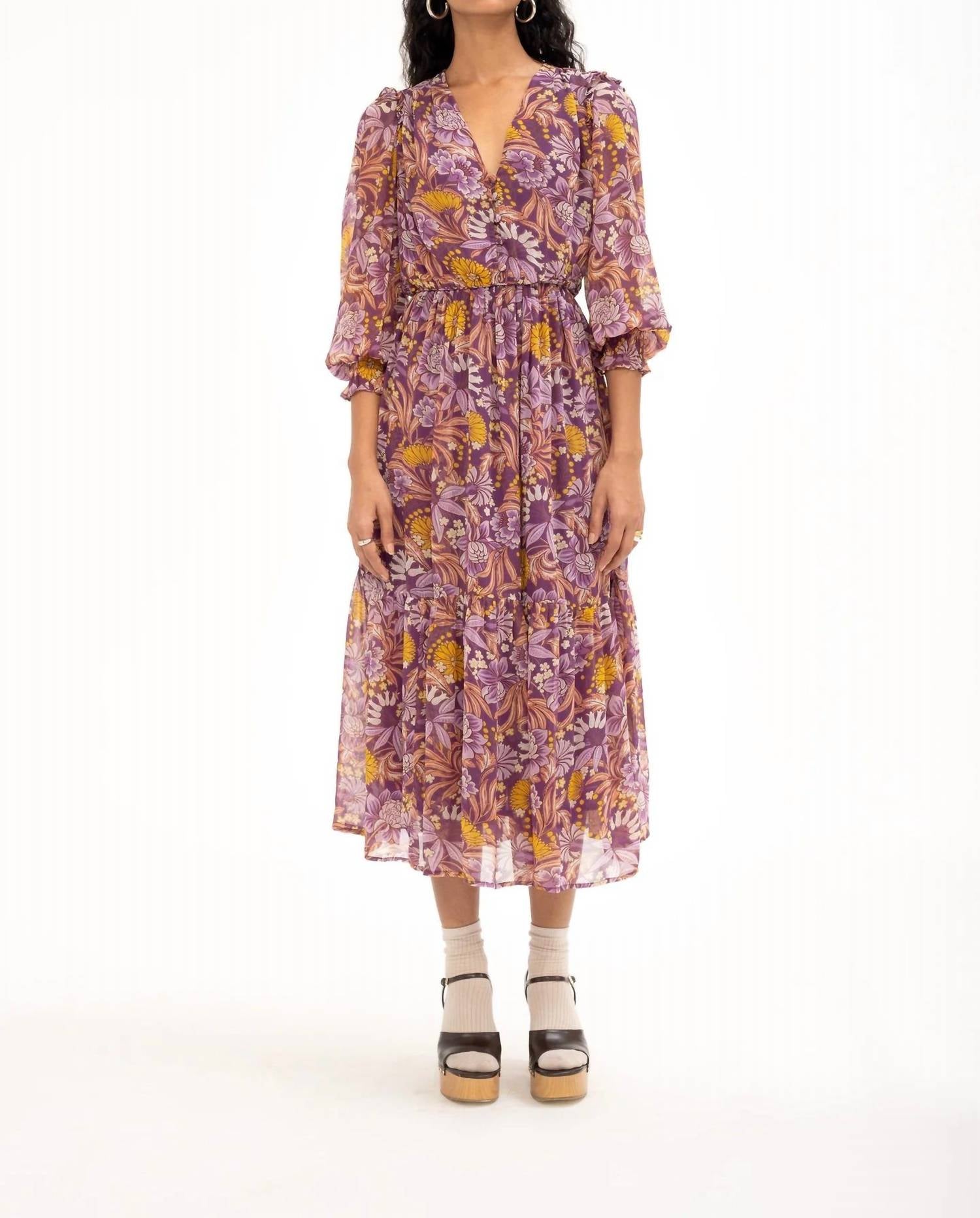 BANJANAN Women's Pearl Dress in violet - women's dress