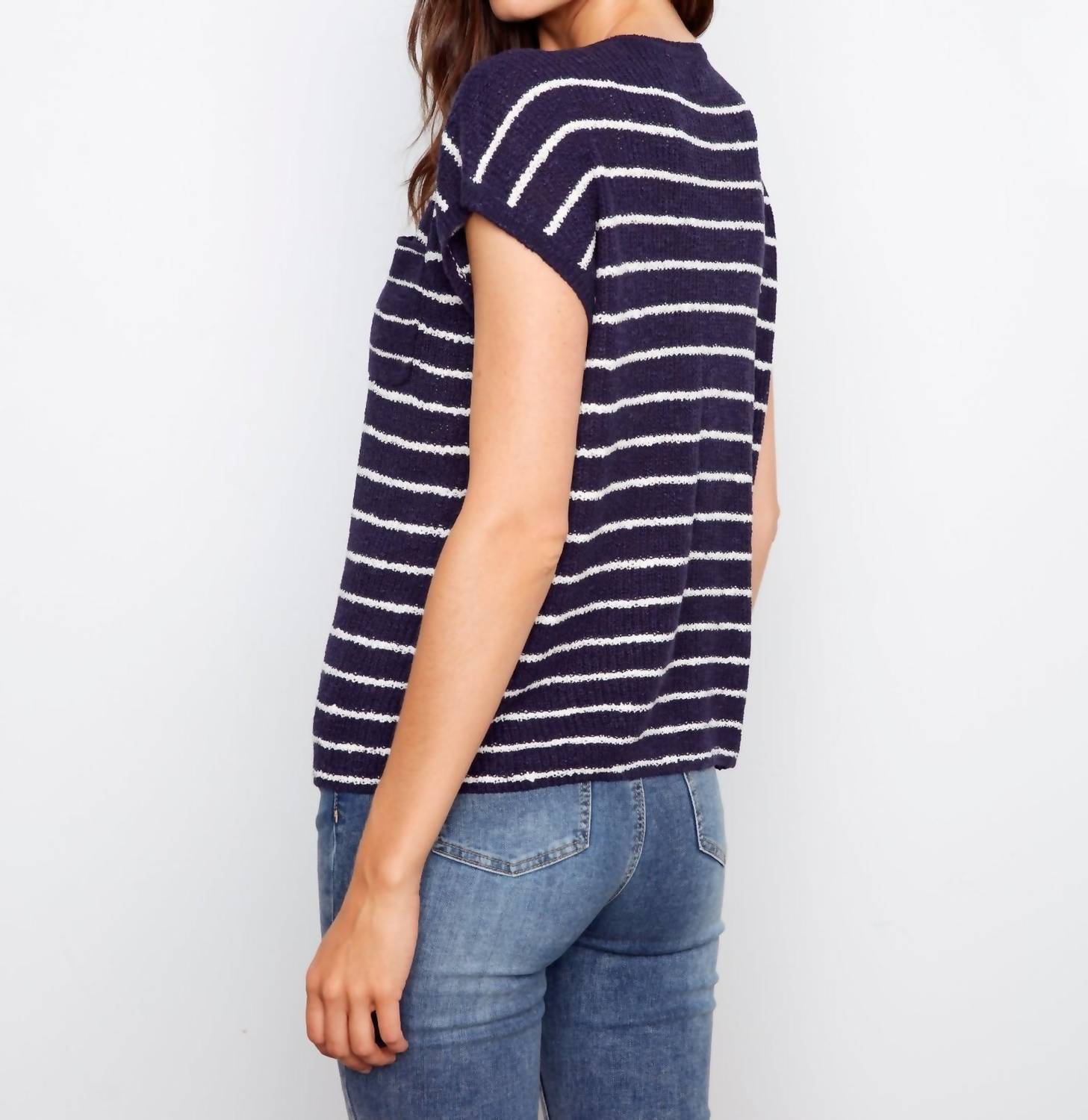 Charlie B - Striped Cap Sleeve Knit Top