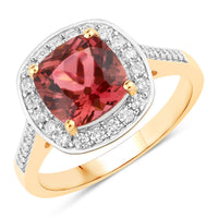 Diana M Jewels Women's Cushion Natural Tourmaline Fashion Ring (2.44 Ct) - Classic Plus in 14k yellow gold - women's jewelry