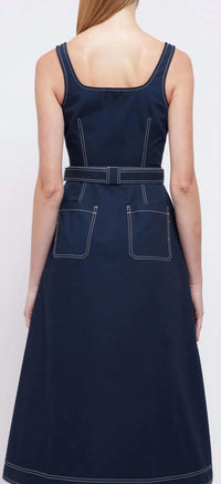 SIMKHAI Manson Belted Midi Dress in midnight - women's dress - alternate view