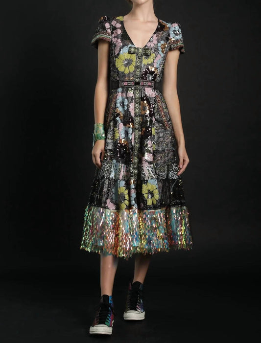 In Earnest - Women's Sequined Floral Party Dress
