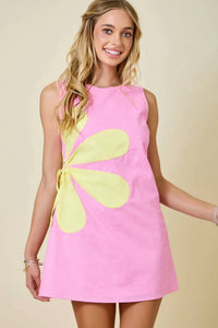 Day + Moon - Maggie Flower Applique Dress With Cut Out Detail