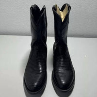 Allens Boots Men's Roper Lizard Western Cowboy Boots in black - men's boots - detail view