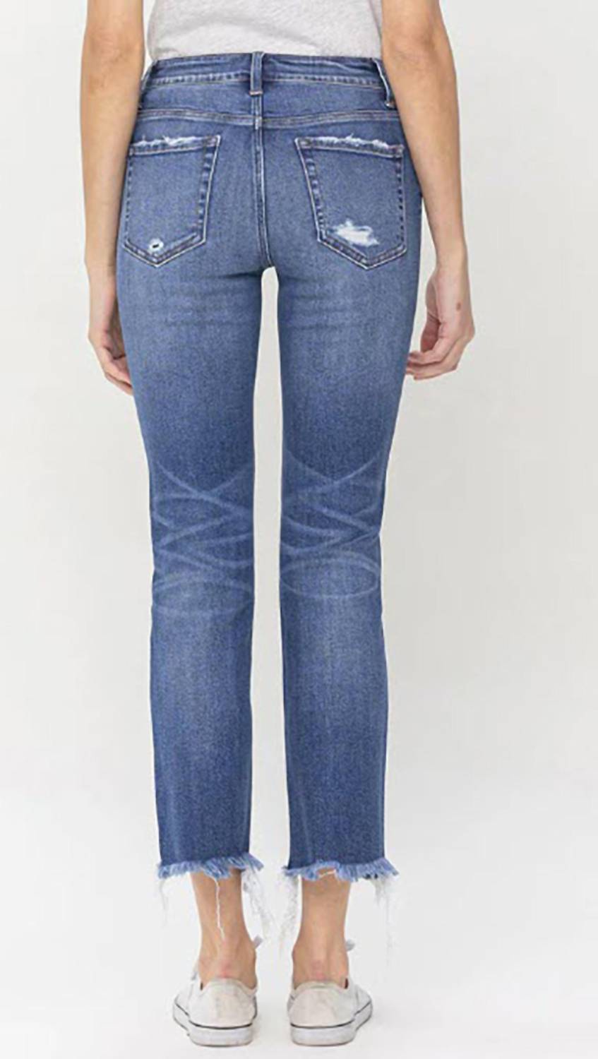 FLYING MONKEY Women's Mid-rise Slim Straight Jeans in congenial - women's jeans - detail view