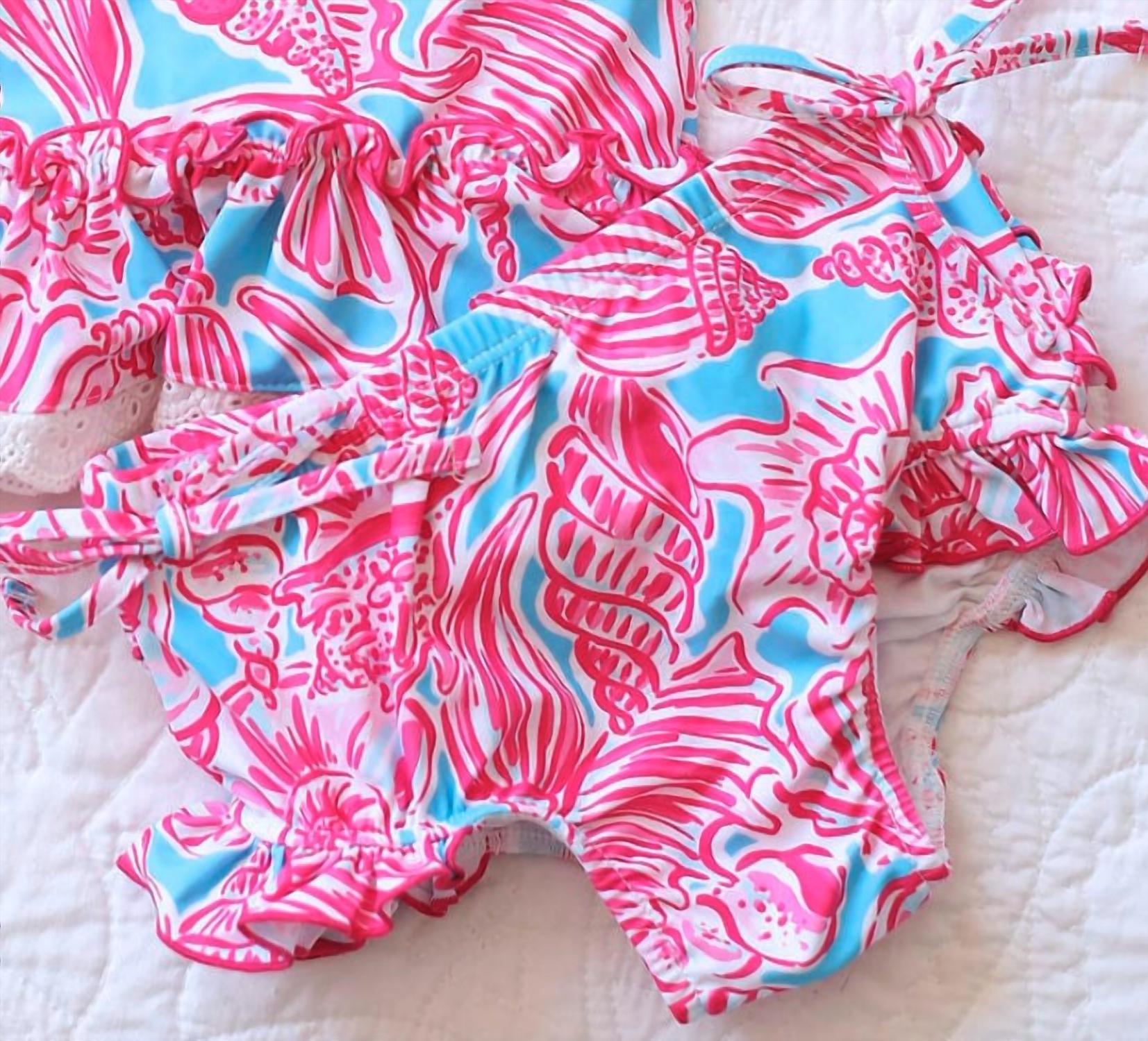 Charlies Project - Girl's Seashells By The Seashore Ruffle Two Piece Tankini Swimsuit