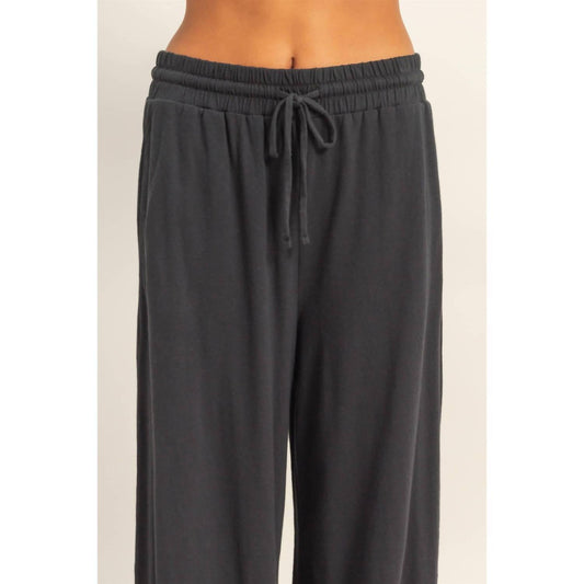 Hyfve - High Waist Drawstring Wide Leg Pants