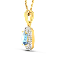 Diana M Jewels Women's Oval Natural Aquamarine Pendant Necklace (1.31 Ct) - Petite in 14k yellow gold - women's jewelry - detail view