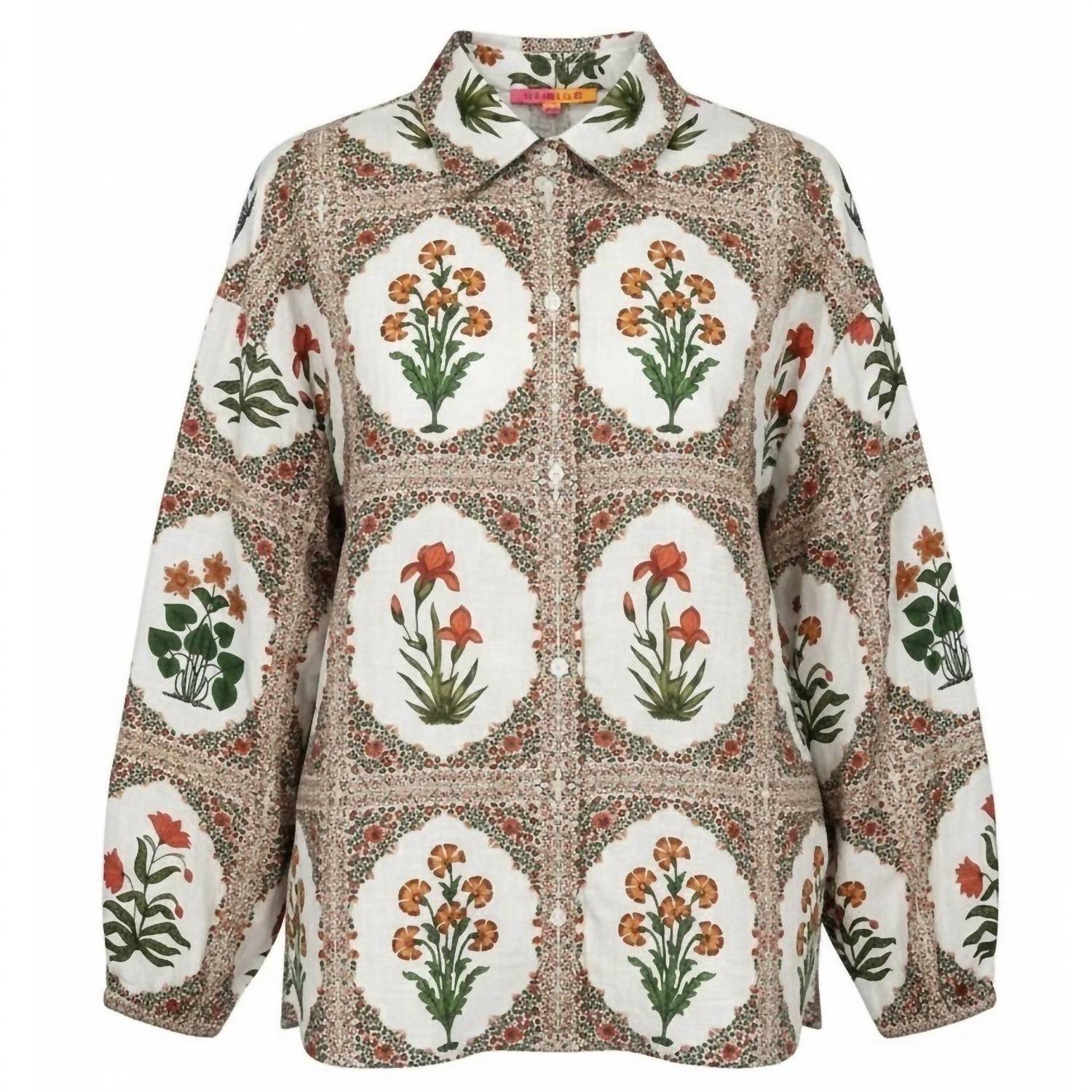 Vilagallo - Women's Floral Print Button Up Shirt