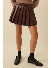 Promesa - Faux Leather Pleated Mini Skirt