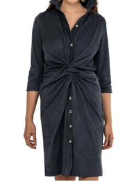 GRETCHEN SCOTT Ultra Suede Twist And Shout Mini Dress in navy - women's dress