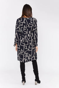 DOLCEZZA V-neck Long-sleeved Knit Dress in black beige - women's dress - detail view