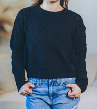 PINCH Tally Textured Knit Sweater in black - women's sweater