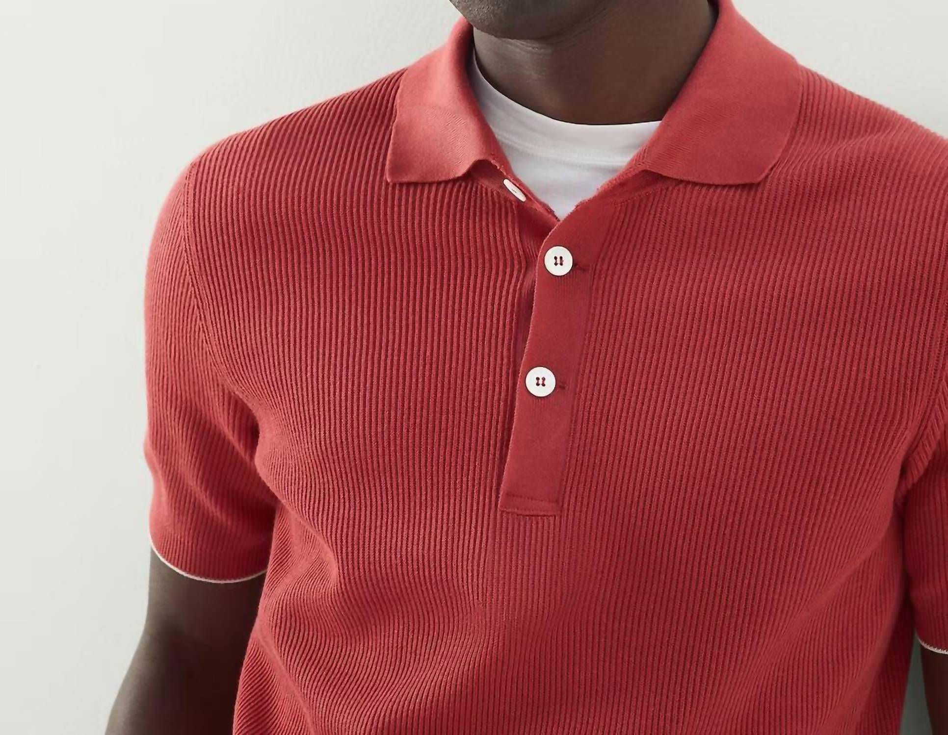 Brunello Cucinelli Cotton Polo Shirt in ginger - men's t-shirt - alternate view