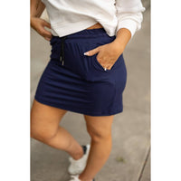 Julia Rose Naomi Jogger Skirt in navy 2 - women's skirt - detail view