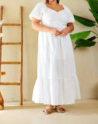 Skies Are Blue - Bubble Hem Poplin Maxi Dress - Plus