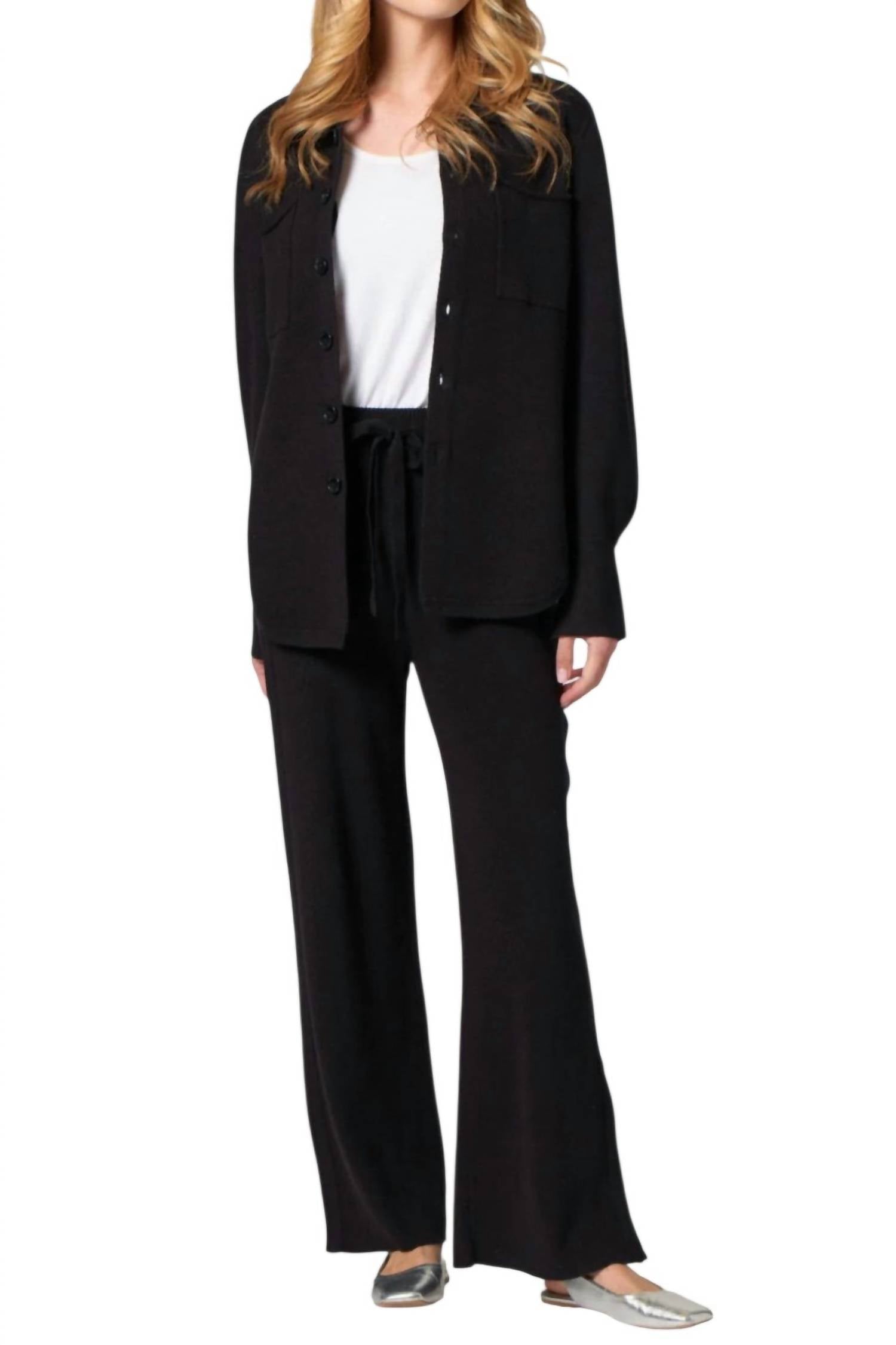 Apny - Knit Luxe Pull On Spli T Hem Pants
