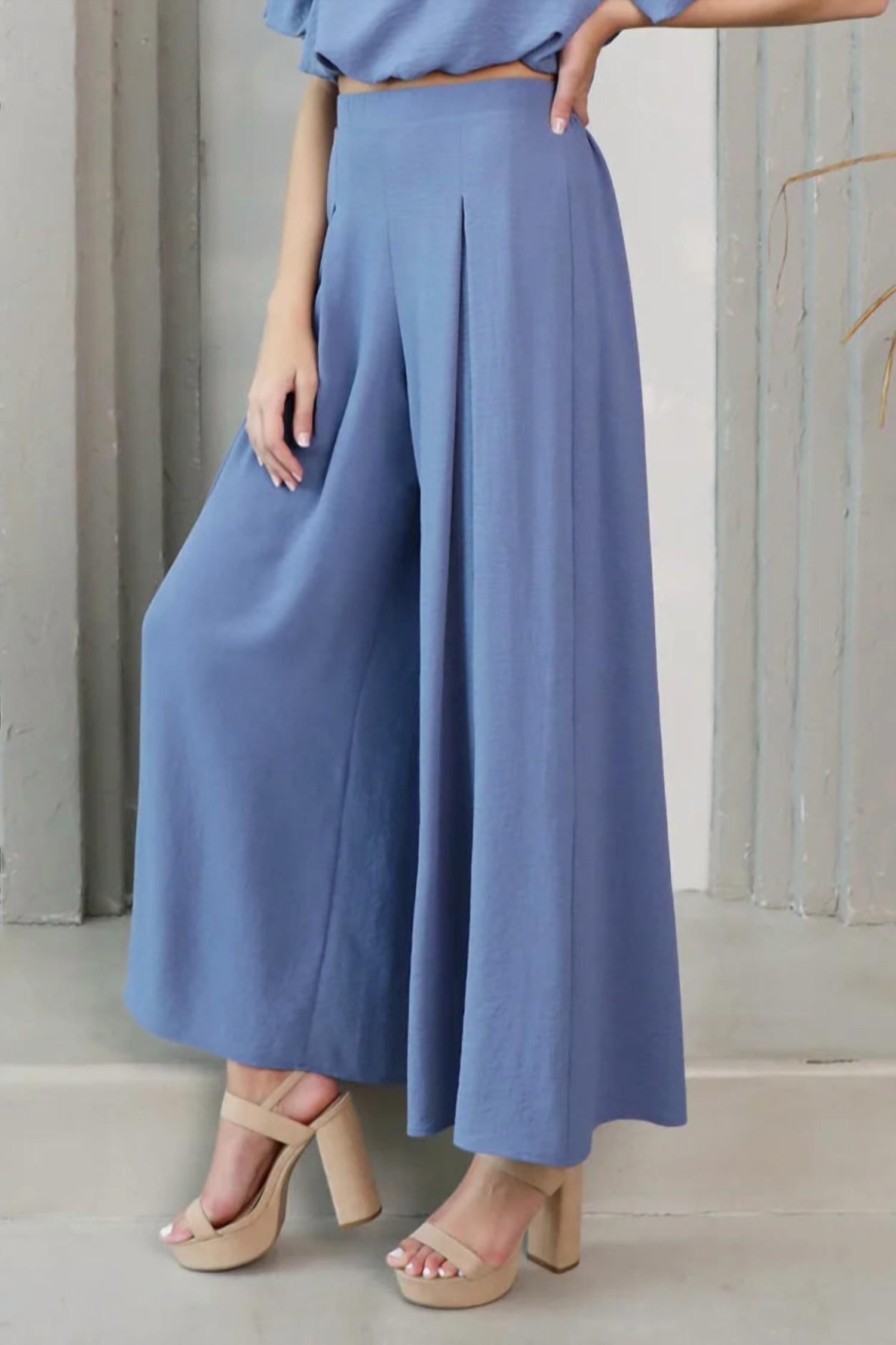 Kld. Signature - Matte Crepe Pleated Wide Leg Pants