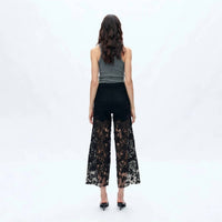 Bayeas - High Rise Lace Wide Leg Jeans