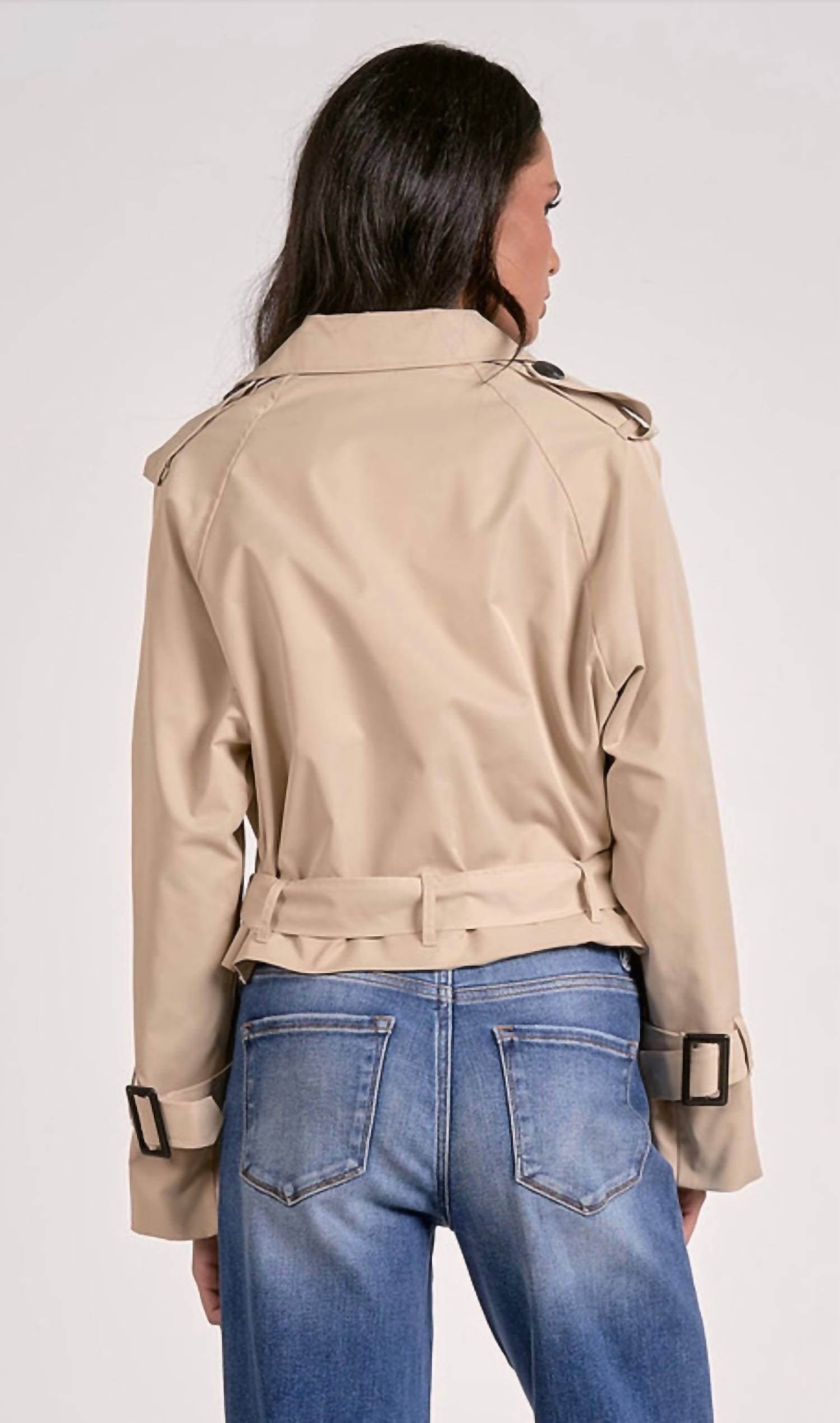 Elan - Crop Belted Trench Coat
