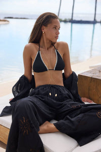 Surf Gypsy - Contrast Krinkle Triangle Tie Top