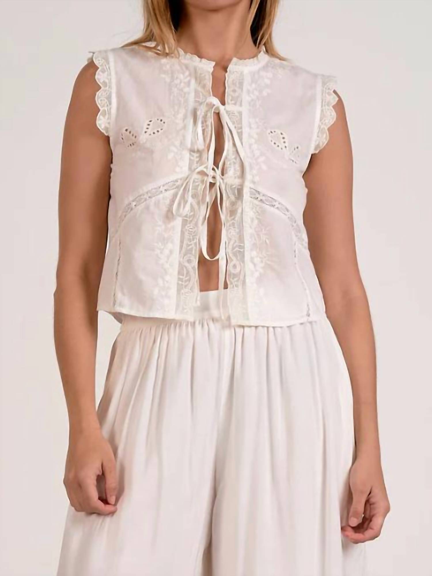 Elan - Eyelet Sleeveless Top