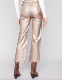 Charlie B - Metallic Wax Twill Flare Leg Pant