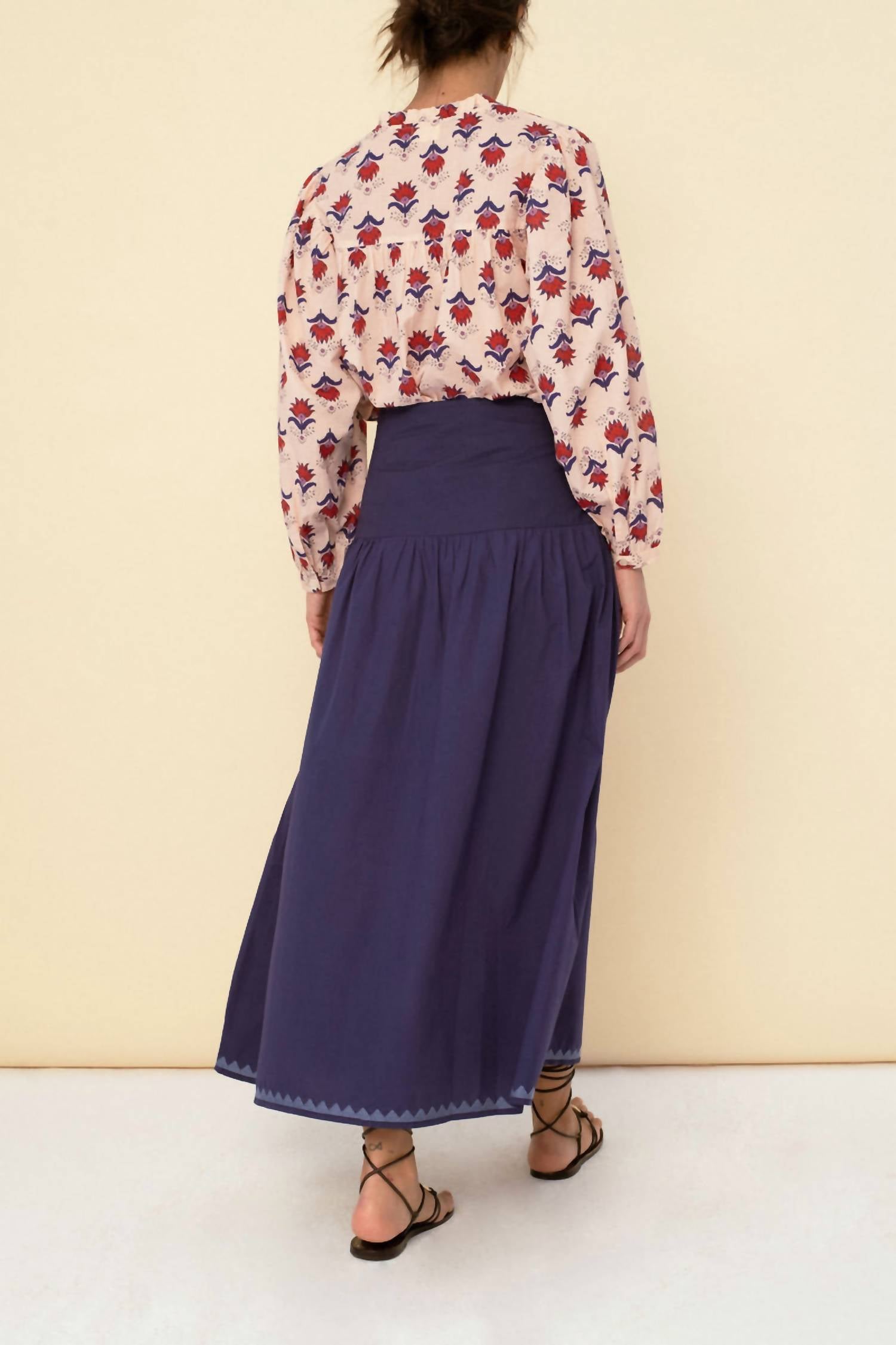 Sonmer Cotton Midi Skirt in blue - women's skirt - detail view