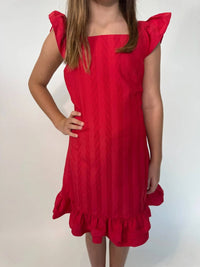 little Olin Girls Ruffle Dress in red - kids' dress - view 4