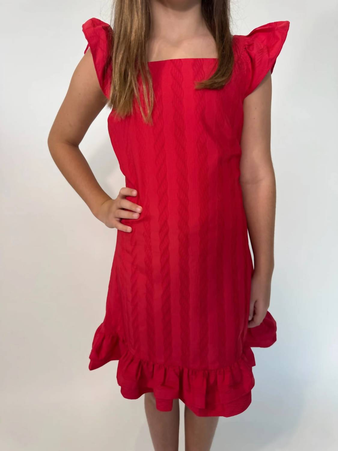 little Olin Girls Ruffle Dress in red - kids' dress - view 4