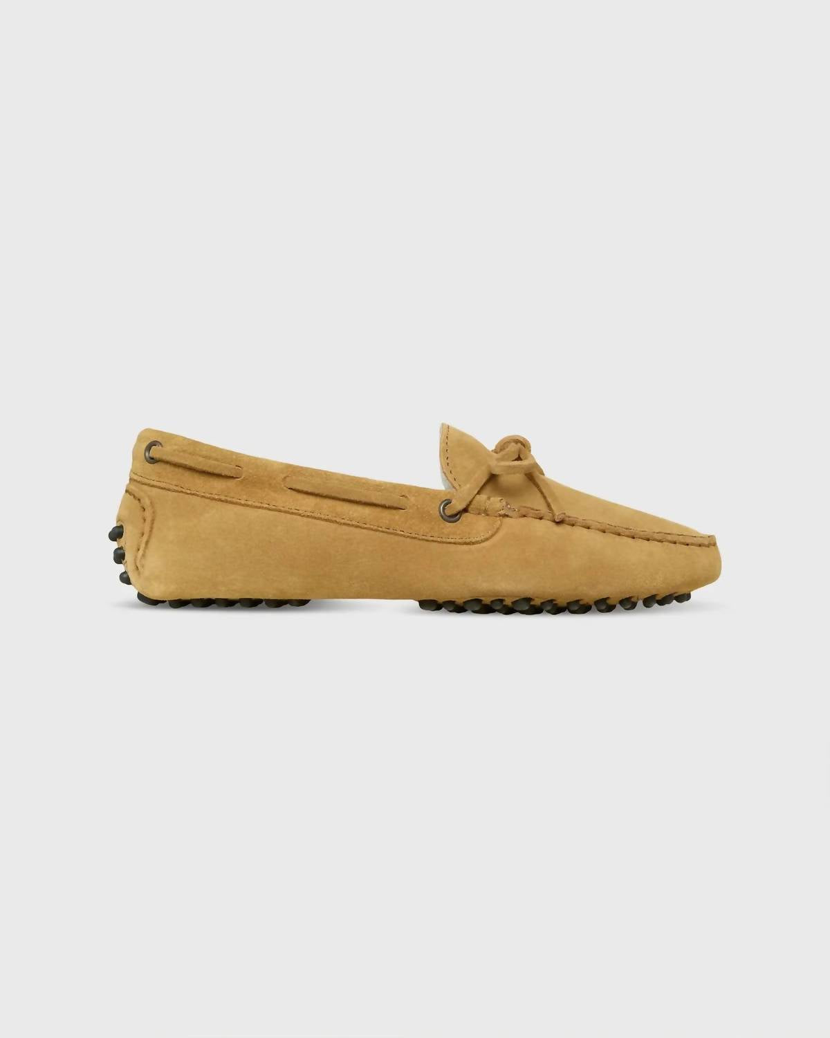 Ann Mashburn Women's Shearling Driving Moccasins in camel suede - women's shoe