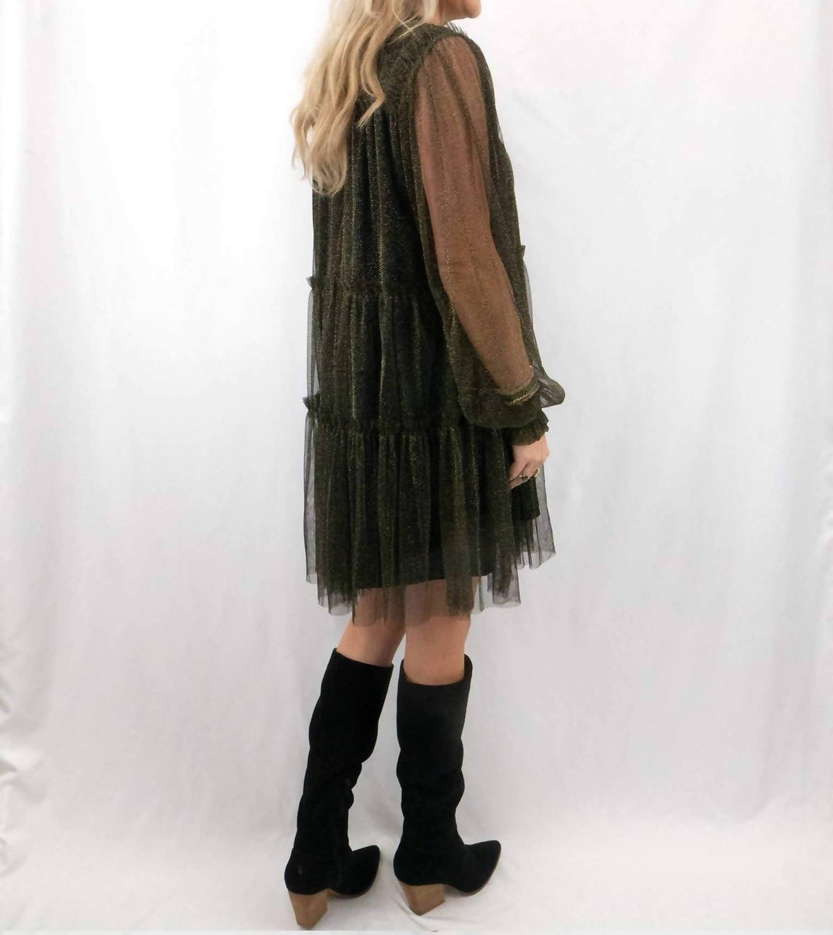 Jodifl - Long Sleeve Mesh Mini Dress