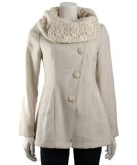 Ryu - Women's Long Sleeve Coat With Oversized Collar