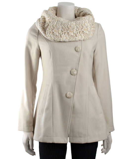 Ryu - Women's Long Sleeve Coat With Oversized Collar