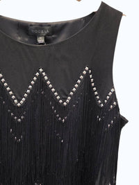 Sheri Bodell Women's Studded Fringe Tank in black - women's tank top - detail view