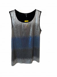 600 West Women Dip-Dye Sequin Knit Back Tank Top in silver blue black - women's tank top
