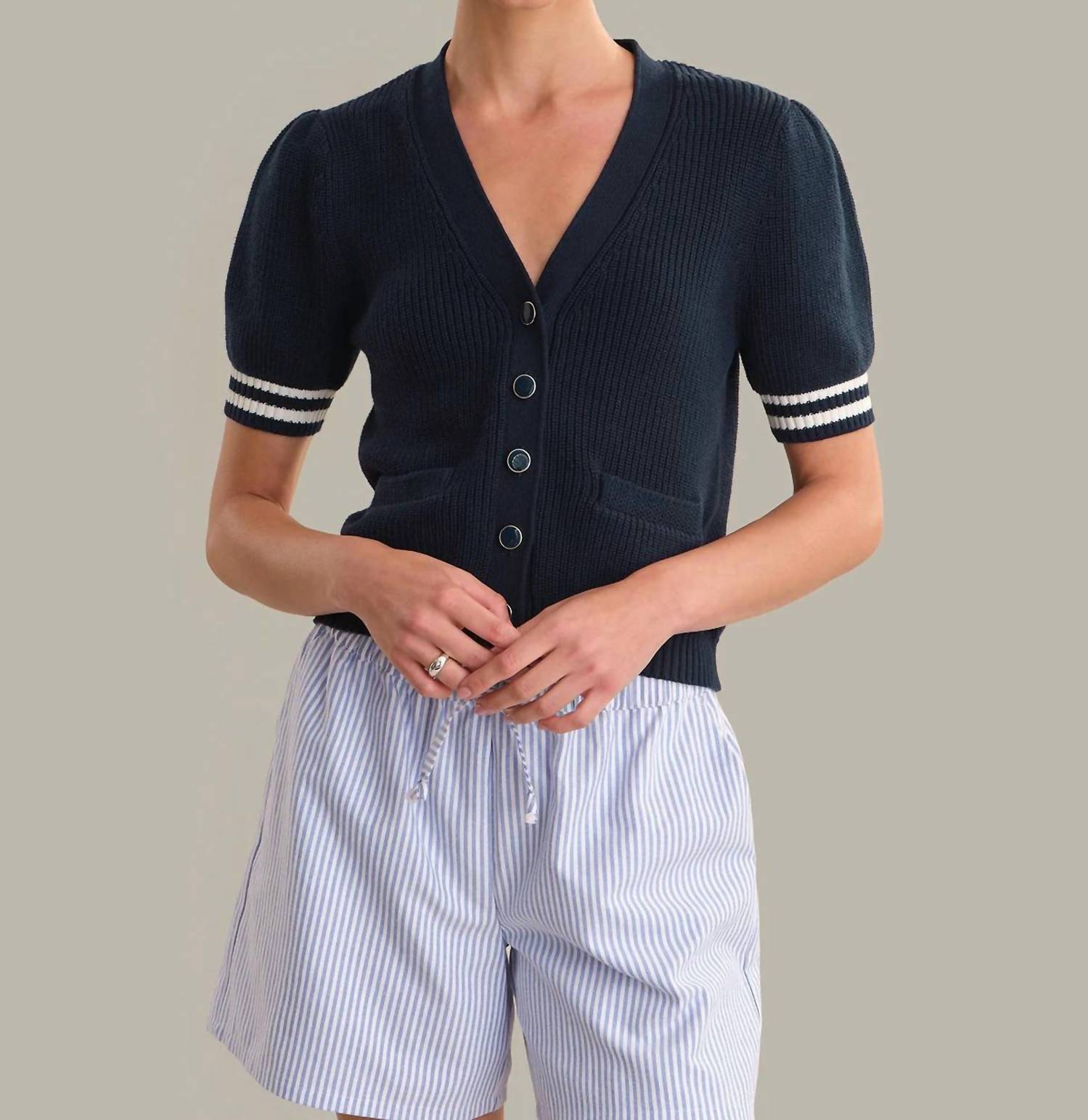 525 America - Avalon Puff Sleeve Button Front Cardigan