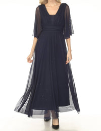 Joseph Ribkoff Shimmery A-line Evening Gown in navy - women's dress